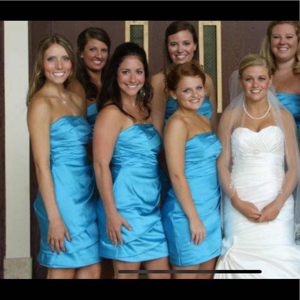 David’s Bridal Turquoise strapless Style #F14212